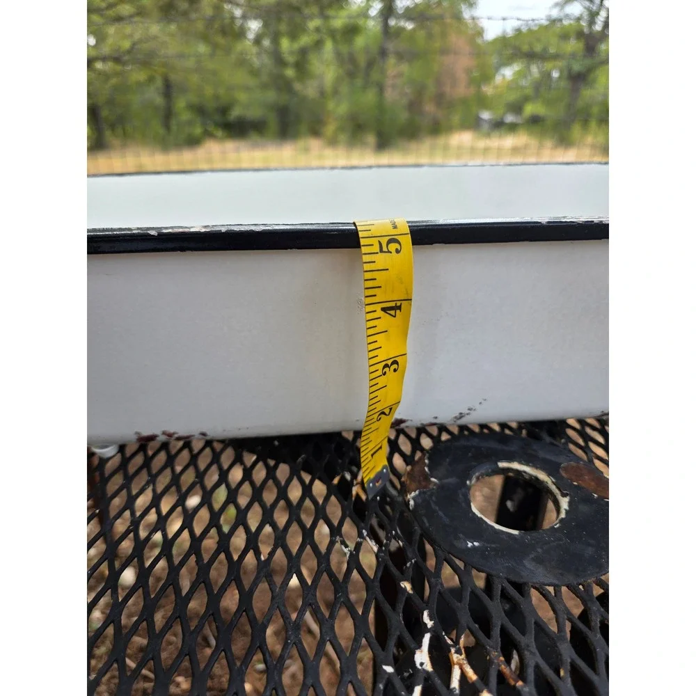 Vintage Enamelware Trough Planter White Black Trim Distressed Farmhouse Basin